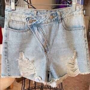 Light Blue Distressed Jean Shorts